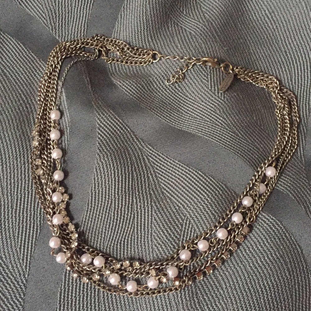 Pearl and rhinestone statement piece necklace